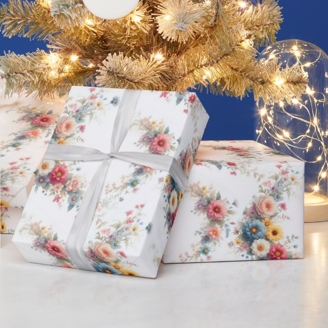 Papel De Regalo Pintura Floral Acuarela Regalo Elegante Acuarela (Vacaciones)