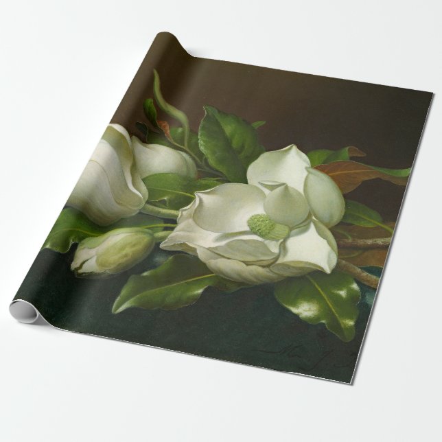 Papel De Regalo Pintura floral de Heade Magnolias (Desenrollado)