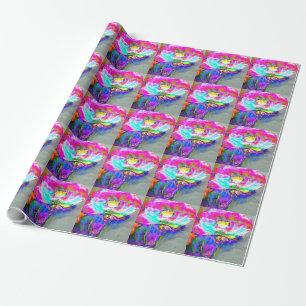 Papel De Regalo Pintura floral rosa teal abstracta elegante