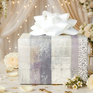 Papel De Regalo Pintura Gris Lavanda Chic Deslucido Franja de Casa