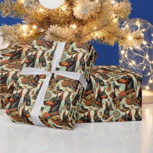 Papel De Regalo Pintura inmaculada Doberman