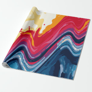 Papel De Regalo Pintura Multicolor con Patrón en Remolino de Zig-Z