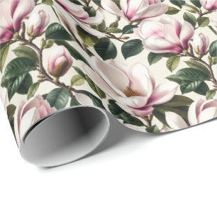 Papel De Regalo Pintura realista de magnolias floreciendo