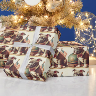 Papel De Regalo Pintura retro-estadounidense de Toro Terrier