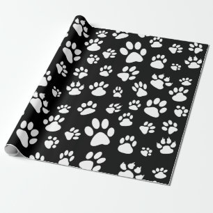 Papel De Regalo Pinturas de perros dispersos en blanco y negro