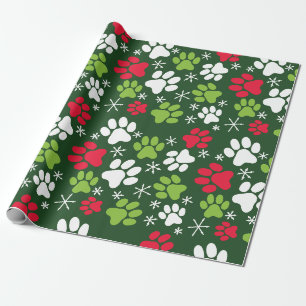 Papel De Regalo Pinturas en gato imprimen y copos de nieve Navidad