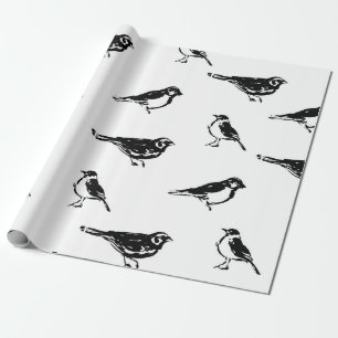 Papel De Regalo Pinza de pinza de tinta pájaro vintage sin soldadu