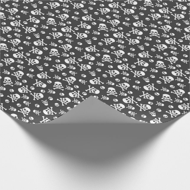 Papel De Regalo Pirata de cráneo blanco y huesos (Esquina)