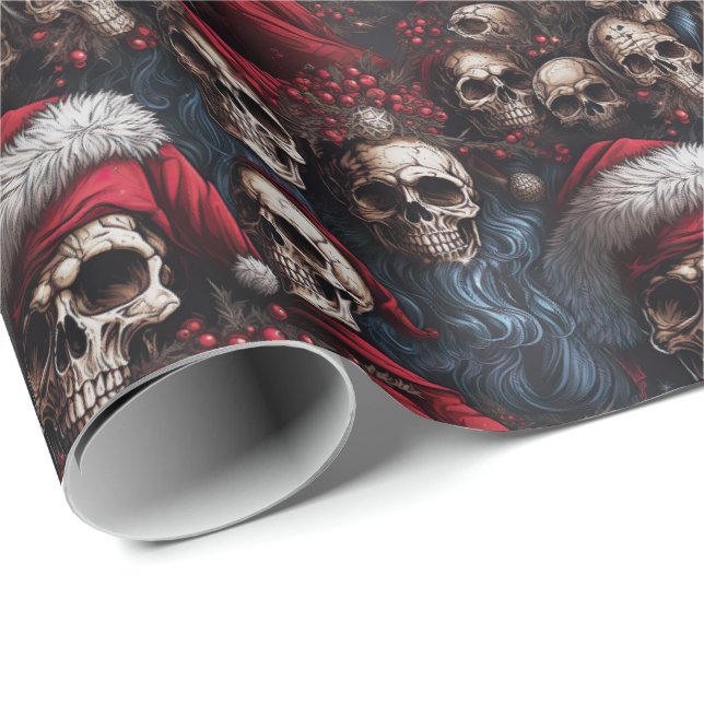 Papel De Regalo Pirata gótico Santa Skulls Navidades amenazadores (Esquina del rollo)