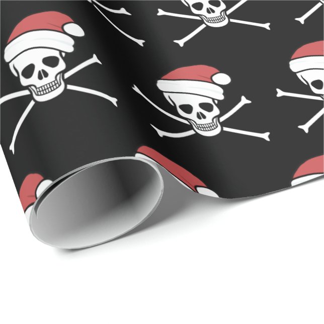 Papel De Regalo Pirata jolly de calavera con sombrero de santa (Esquina del rollo)