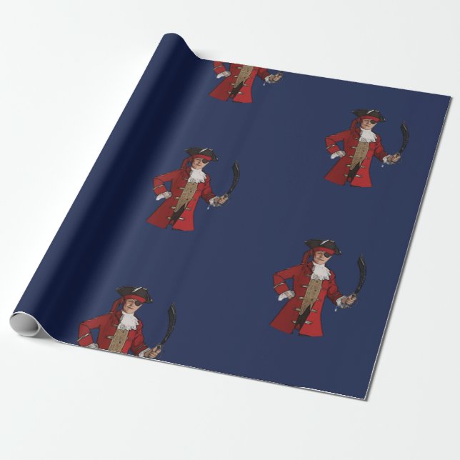 Papel De Regalo Pirata Nautical Blue Boy (Desenrollado)