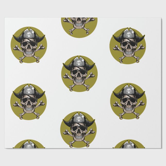 Papel De Regalo Pirate Fiesta Skull Gold (Superficie plana)