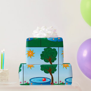 Papel De Regalo Piscina infantil bajo un árbol