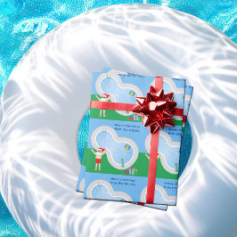 Papel De Regalo Piscina Santa Claus Navidades Personalizados diver