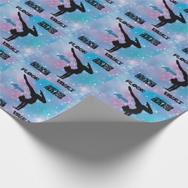 Papel De Regalo Piso de gimnasia chica, bares, vigas, Vault Pastel (Esquina)