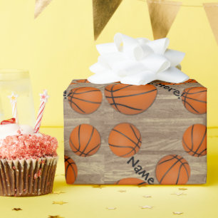 Papel De Regalo Piso personalizado de madera del baloncesto
