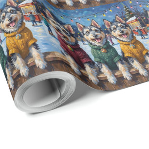 Papel De Regalo Pista de patinaje sobre hielo de Navidad Keeshond 
