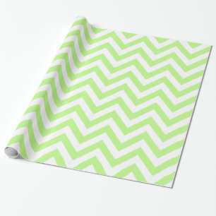 Papel De Regalo Pistacho Verde Blanco XL Patrón Chevron ZigZag
