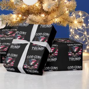 Papel De Regalo Pistolas De Dios Y Vintage De La Bandera Estadouni