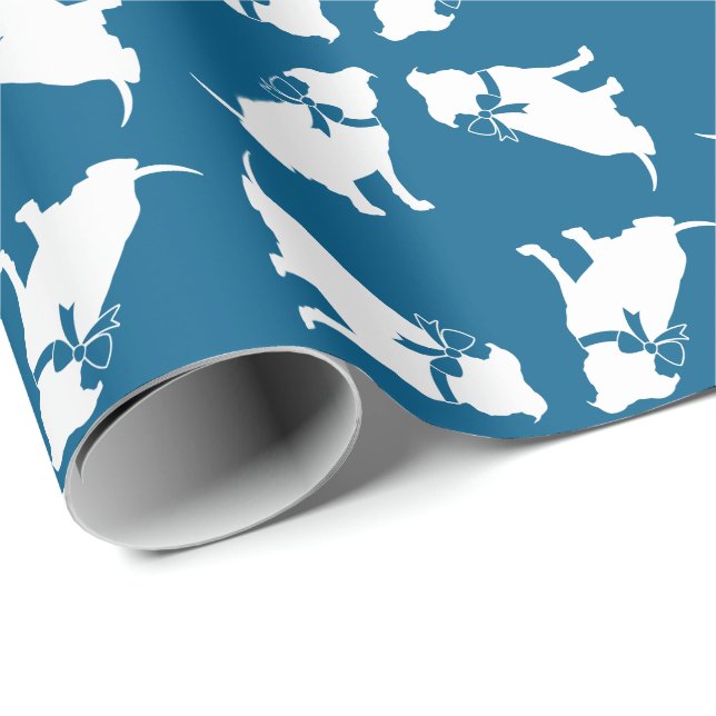 Papel De Regalo Pit Bull Baby Shower Pitbull Dog Blue Boy (Esquina del rollo)