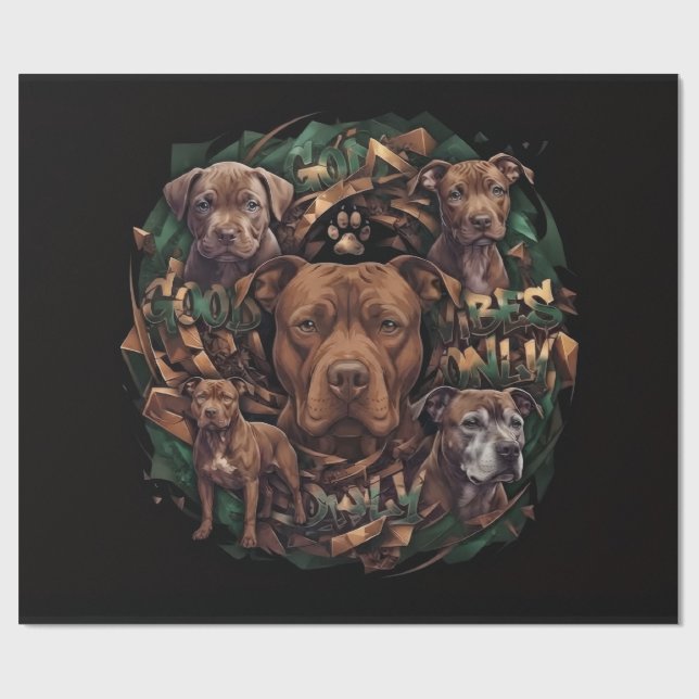 Papel De Regalo Pitbull (Superficie plana)