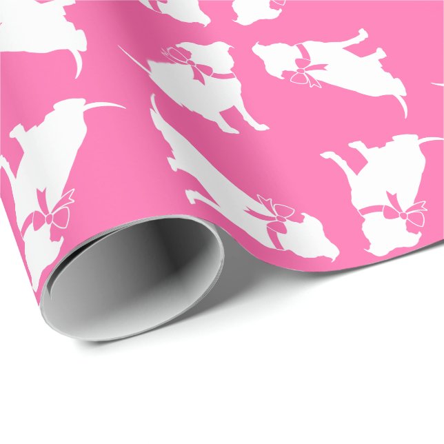 Papel De Regalo Pitbull, Chica rosado de Baby Shower Bulldog Pit (Esquina del rollo)