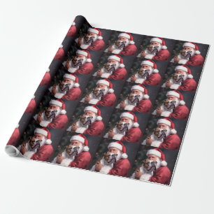 Papel De Regalo Pitbull Con Navidades Festividades De Santa Claus