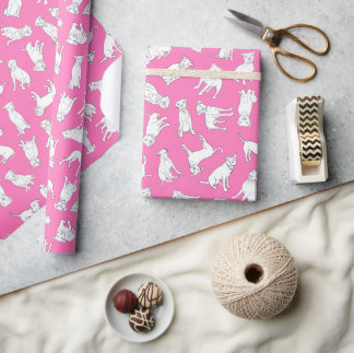 Papel De Regalo Pitbull Confetti rollo rosado caliente