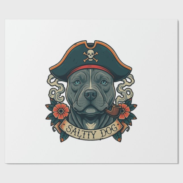 Papel De Regalo Pitbull Salty Dog (Superficie plana)