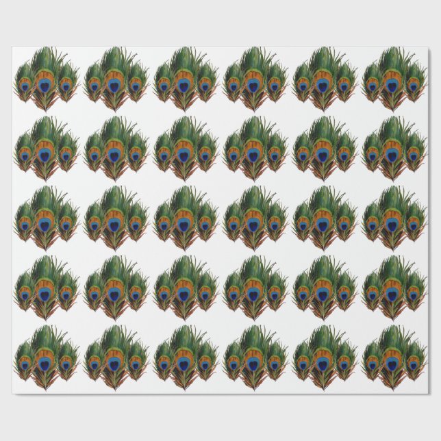 Papel De Regalo PixDezines de fondo de plumas de pavo real (Costura)