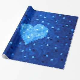 Papel De Regalo Pixel Art Blue Heart Retro Gamer Amor