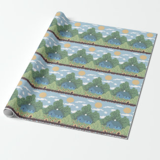 Papel De Regalo Pixel Countryside House Landscape Pattern