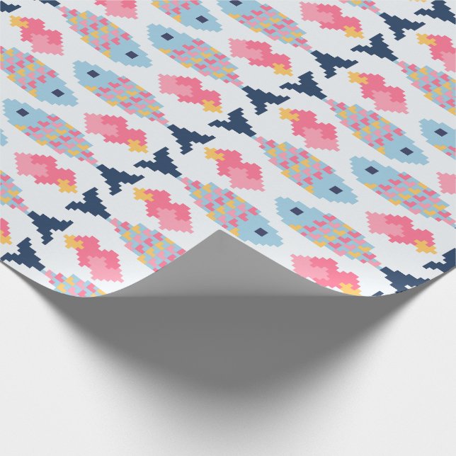 Papel De Regalo Pixel Fish and Hearts Pattern (Esquina)