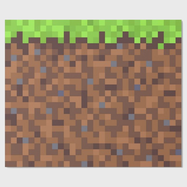 Papel De Regalo Pixel grass gamer birthday  (Superficie plana)
