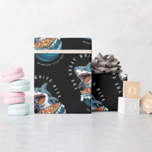 Papel De Regalo Pizza de Comer Tiburón   El gran jawsome blanco