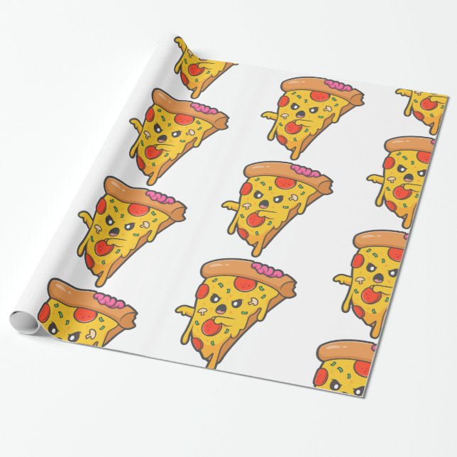 Papel De Regalo pizza de halloween divertida zombie (Desenrollado)