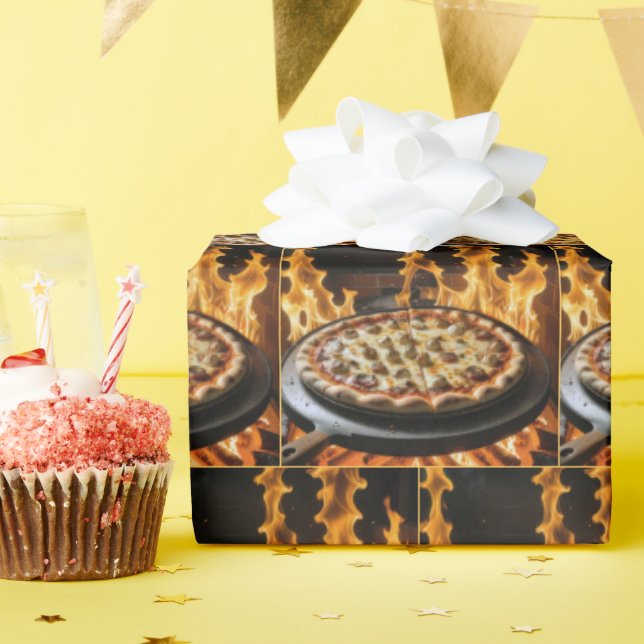 Papel De Regalo Pizza De Madera (Fiesta de cumpleaños )