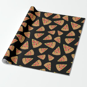 Papel De Regalo Pizza Fiesta Pepperoni Novedad Negro