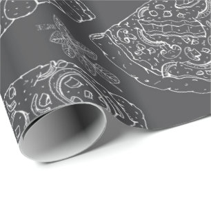 Papel De Regalo Pizza Gris Masculina Lover Chef italiano Cumpleaño