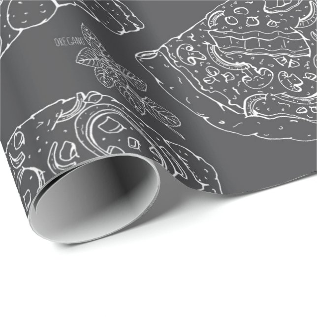 Papel De Regalo Pizza Gris Masculina Lover Chef italiano Cumpleaño