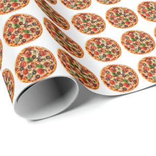 Papel De Regalo pizza italiana con tomates, aceitunas y albahaca