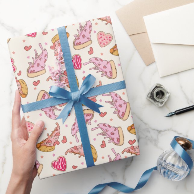 Papel de Regalo Pizza Retro San Valentín (Regalar)