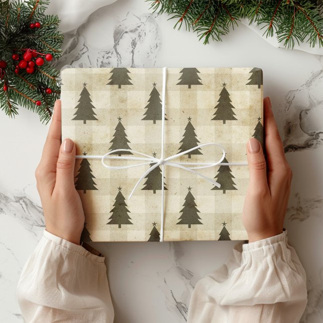 Papel De Regalo Placa de árbol navideño de granja moderna (Subido por el creador)