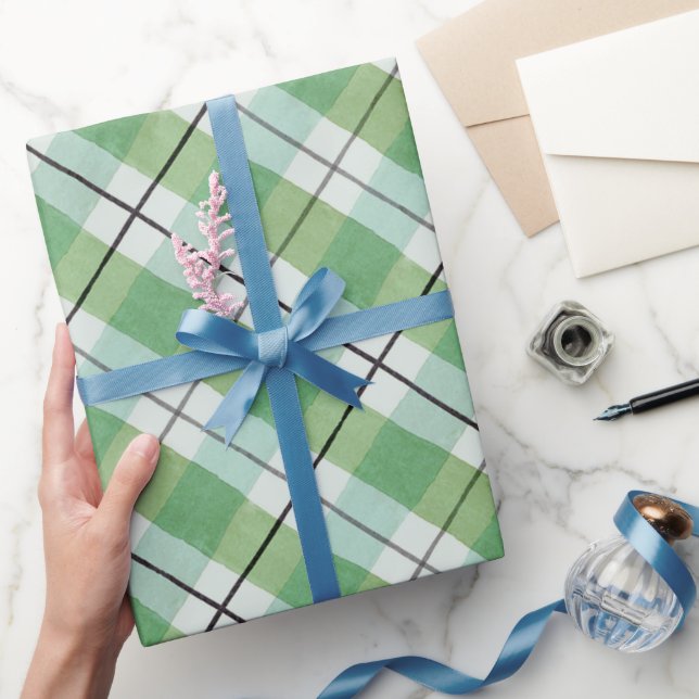 Papel De Regalo Placa de color verde y blanco (Regalar)