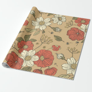 Papel De Regalo Placa de jardín sin fisuras de adormidera y de mar