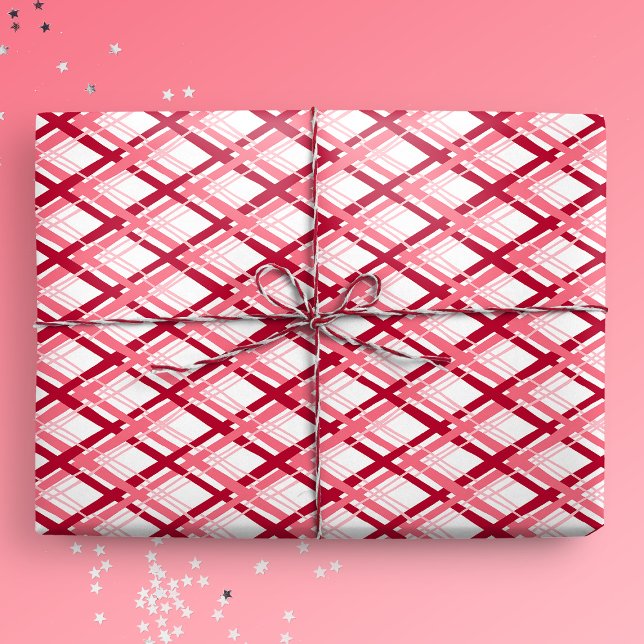 Papel De Regalo Placa diagonal roja y blanca (Gift Mockup)
