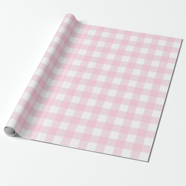 Papel De Regalo Placa transparente rosa y blanco|Patrón grande| (Desenrollado)