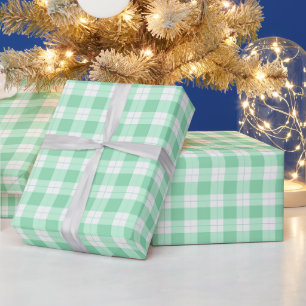 Papel De Regalo Placa verde y blanca a cuadros