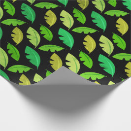 Papel De Regalo Placas tropicales de verano plátano esmeralda negr