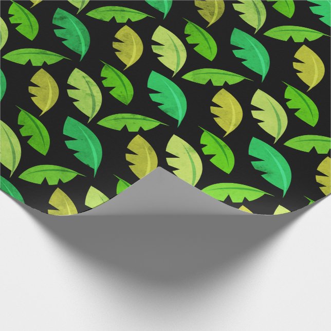 Papel De Regalo Placas tropicales de verano plátano esmeralda negr (Esquina)